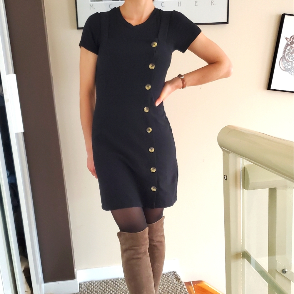 Simple button down black dress